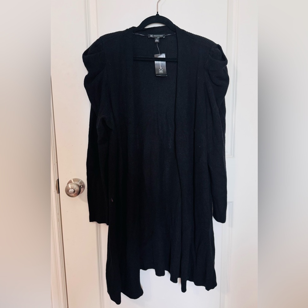 INC International Concepts Black Open-Front Cardigan